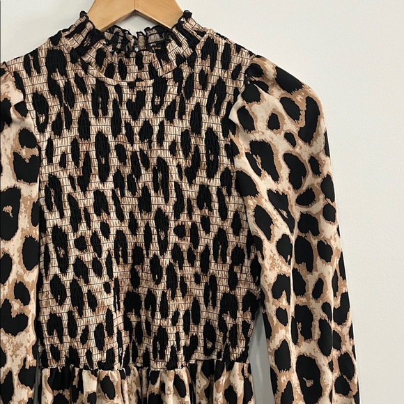 Leopard Print Long Sleeve Dress - Picture 2 of 6